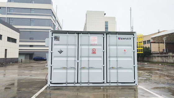 Contenitore su misura per lo stoccaggio di bombole di gas antideflagrante con doppio strato isolante e controllo della temperatura